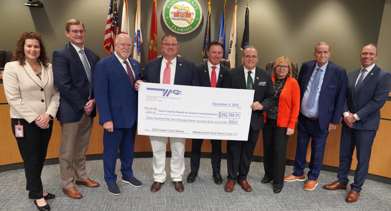 Capital Credits Refund Check Presentation For Pasco County Board of County Commissioners