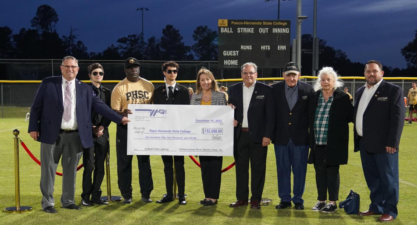 WREC Makes Donation To PHSC To Provide Lighting To Its West Campus Softball Field