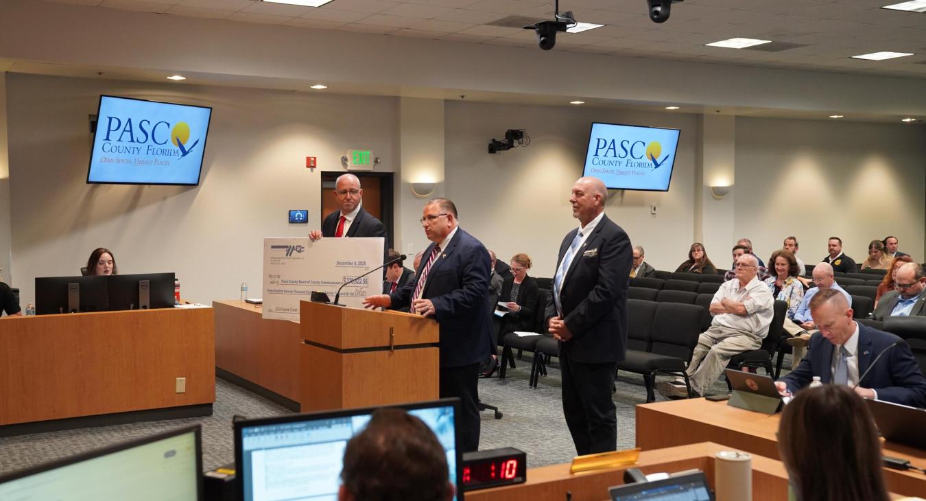 WREC Presents Pasco County Board of County Commissioners their Capital Credits check for $370,822.56