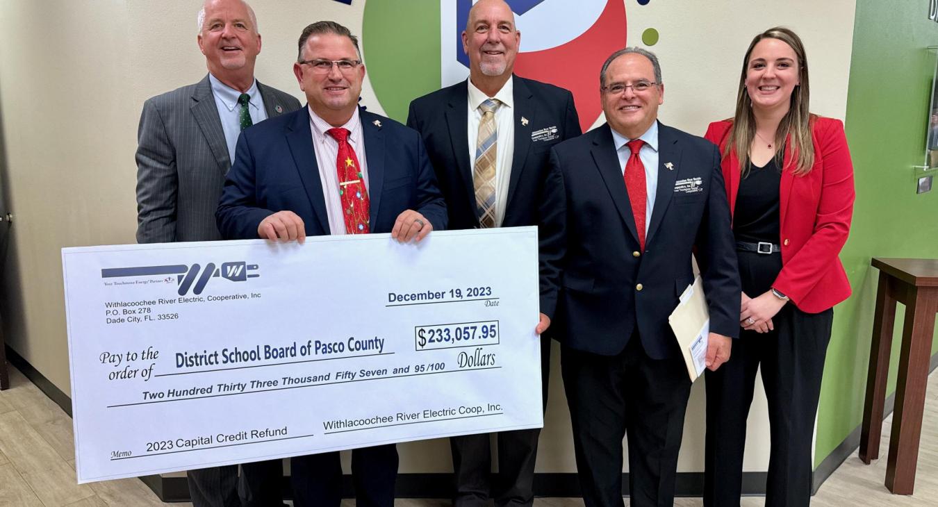 Capital Credits Refund Check Presentation For Pasco County School Board